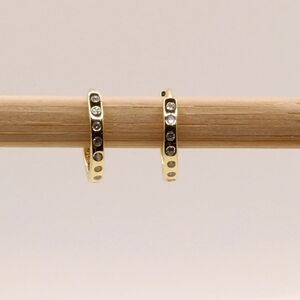 Gold 925 Sterling Silver Minimalist Huggies Earrings